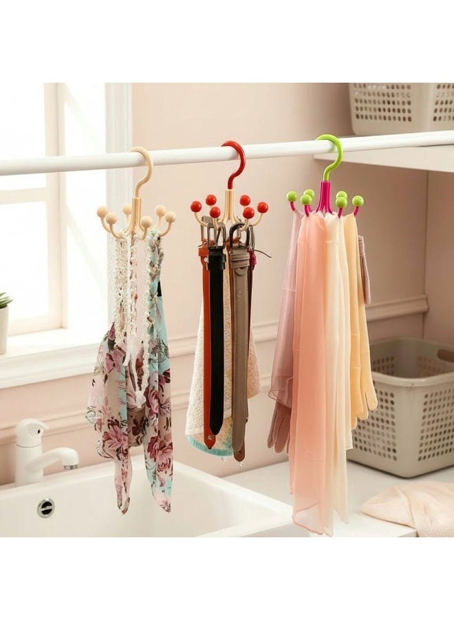 علاقة ملابس دوارة بستة خطافات للأوشحة والملابس الداخلية والإكسسوارات، مصنوعة من بلاستيك متين، قابلة للدوران 360 درجة، لتنظيم الملابس وتوفير المساحة في الخزانة. - Image 5